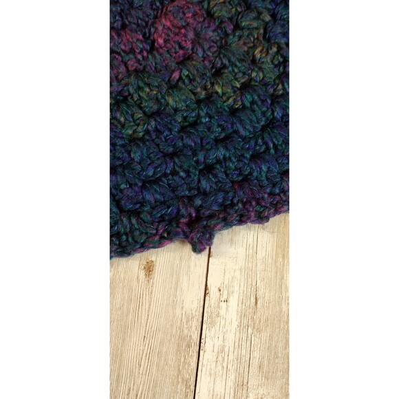 VTG Crochet Shawl Wrap Scarf Triangle Granny Core Blue Purple Yellow - READ - Picture 4 of 4